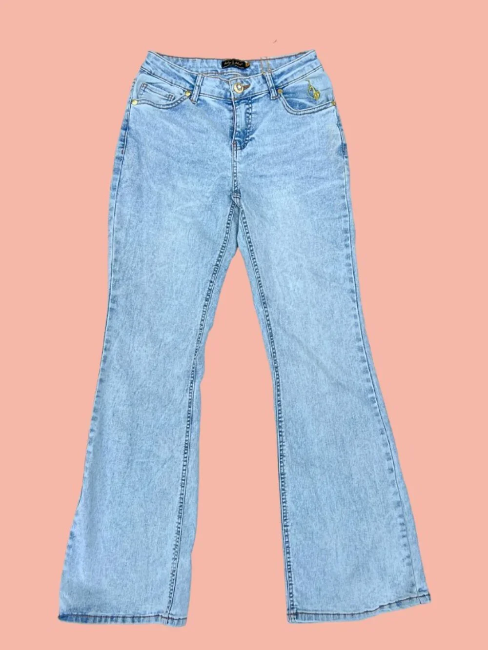 Baby Phat Light Wash Embroidered Flare Jeans